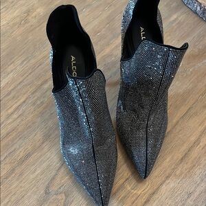 ALDO Women's Black Glitter Ankle Boots Sz 8